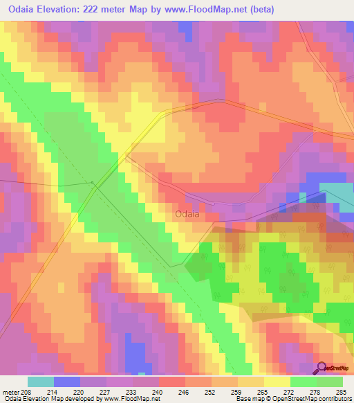 Odaia,Moldova Elevation Map