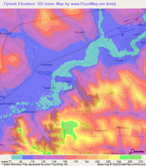 Tiplesti,Moldova Elevation Map