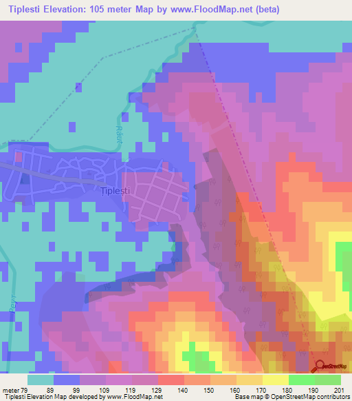 Tiplesti,Moldova Elevation Map