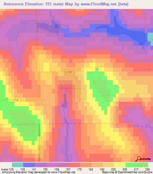 Antonovca,Moldova Elevation Map