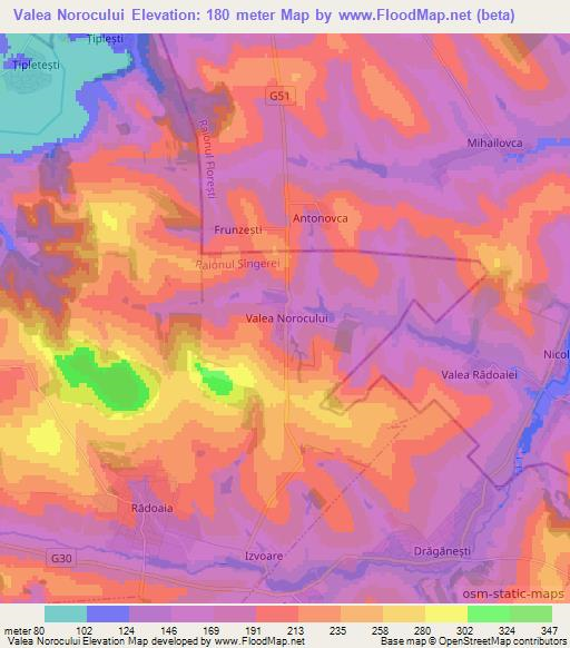 Valea Norocului,Moldova Elevation Map