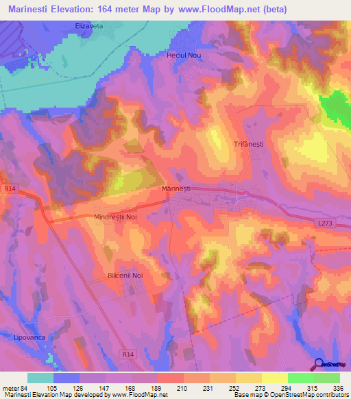 Marinesti,Moldova Elevation Map