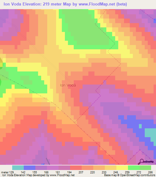 Ion Voda,Moldova Elevation Map