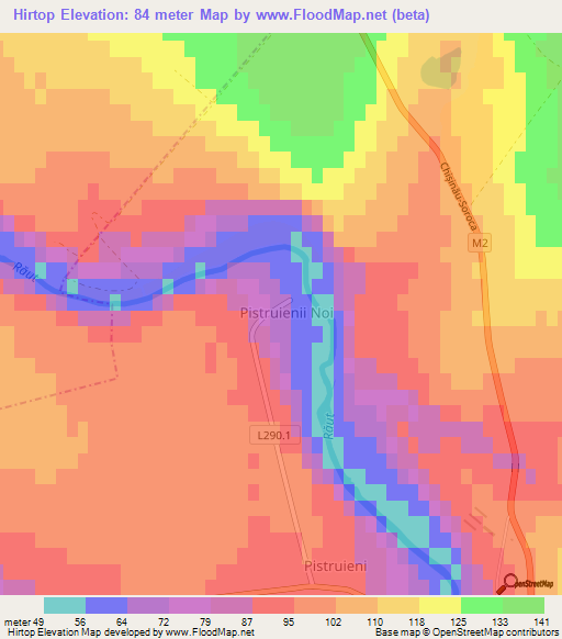 Hirtop,Moldova Elevation Map