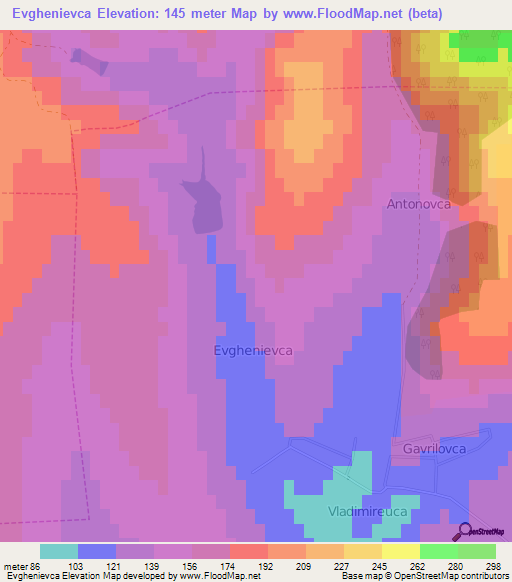 Evghenievca,Moldova Elevation Map