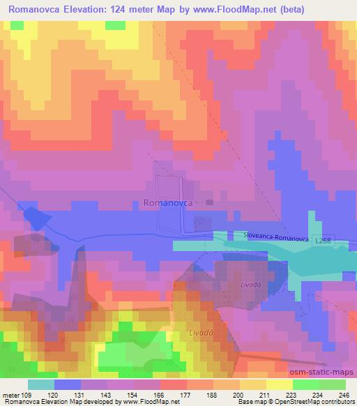 Romanovca,Moldova Elevation Map