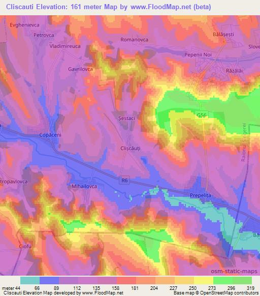 Cliscauti,Moldova Elevation Map