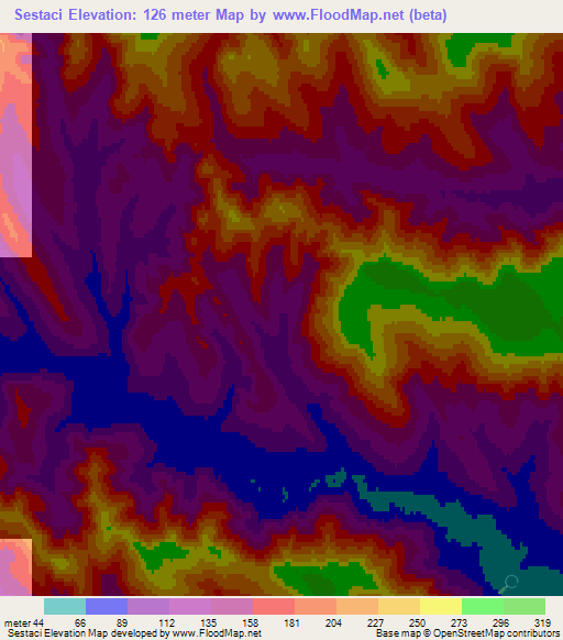 Sestaci,Moldova Elevation Map