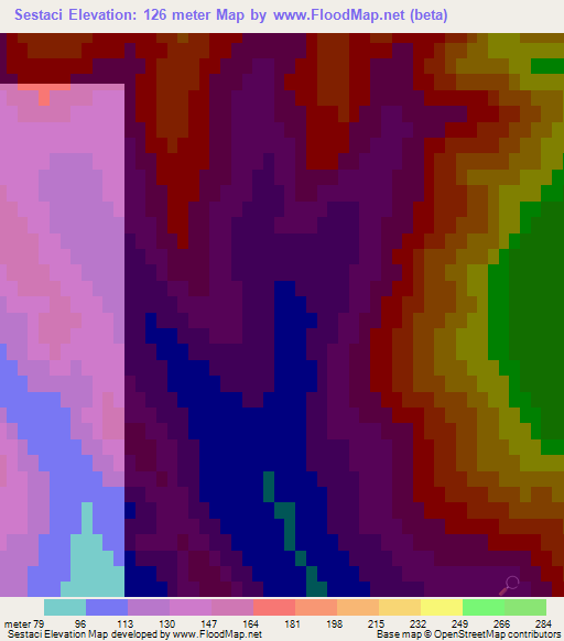 Sestaci,Moldova Elevation Map