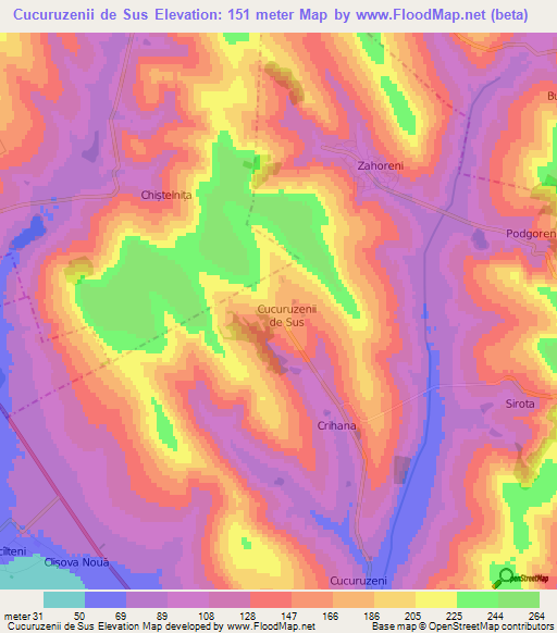 Cucuruzenii de Sus,Moldova Elevation Map