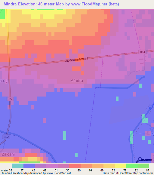 Mindra,Moldova Elevation Map