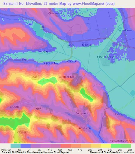 Saratenii Noi,Moldova Elevation Map