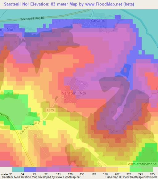 Saratenii Noi,Moldova Elevation Map