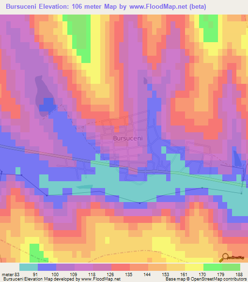 Bursuceni,Moldova Elevation Map