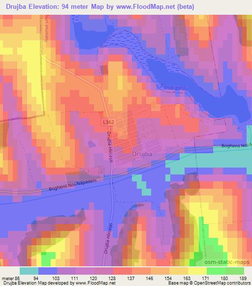 Drujba,Moldova Elevation Map