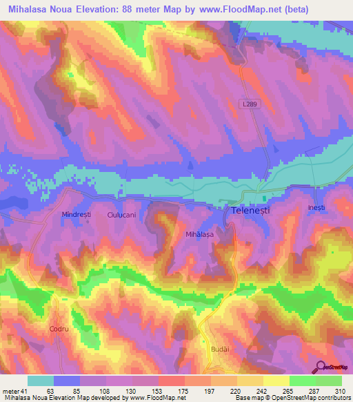 Mihalasa Noua,Moldova Elevation Map