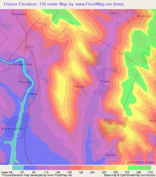 Flutura,Moldova Elevation Map