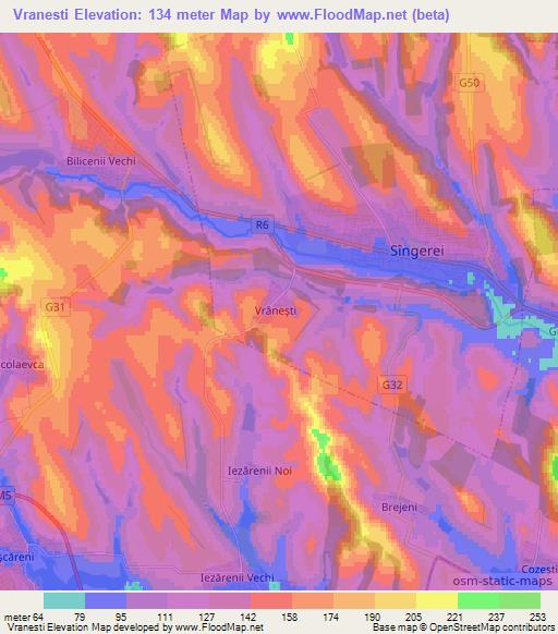 Vranesti,Moldova Elevation Map