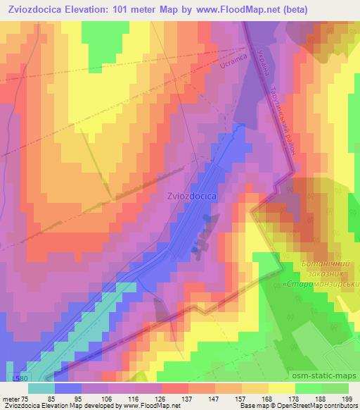 Zviozdocica,Moldova Elevation Map