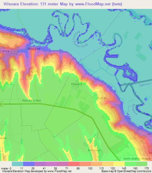 Viisoara,Moldova Elevation Map