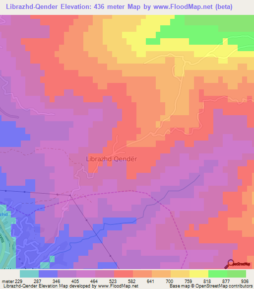 Librazhd-Qender,Albania Elevation Map