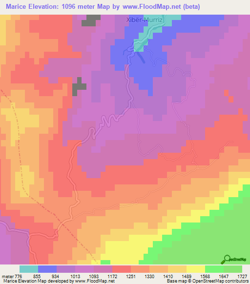 Marice,Albania Elevation Map