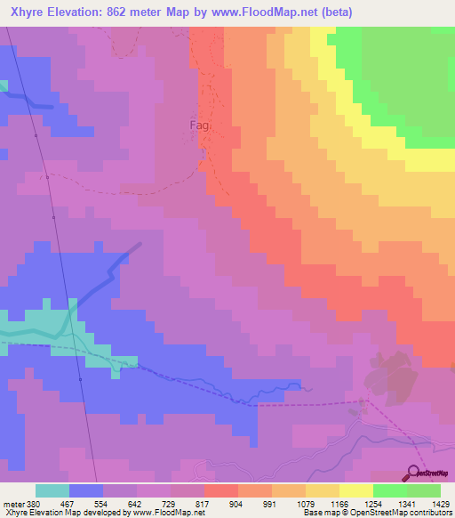 Xhyre,Albania Elevation Map