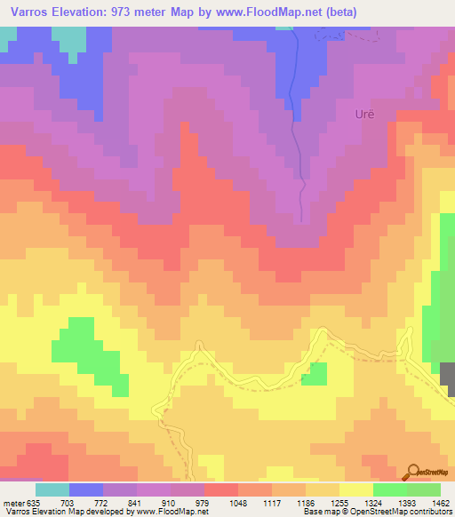 Varros,Albania Elevation Map