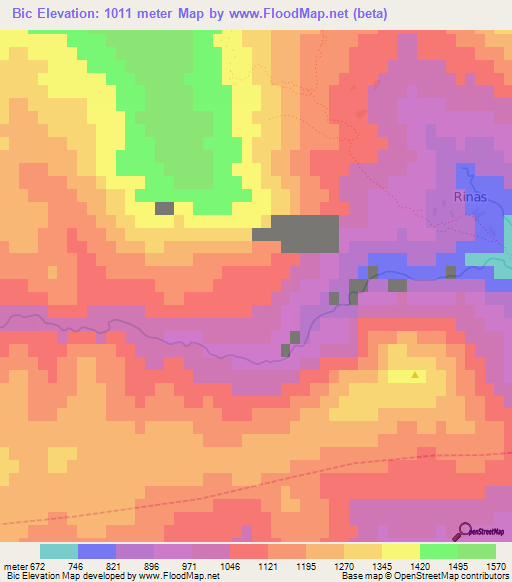 Bic,Albania Elevation Map