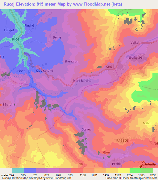 Rucaj,Albania Elevation Map