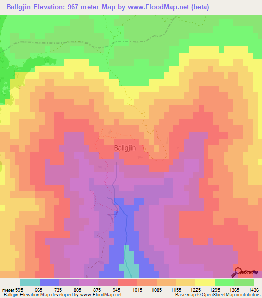 Ballgjin,Albania Elevation Map