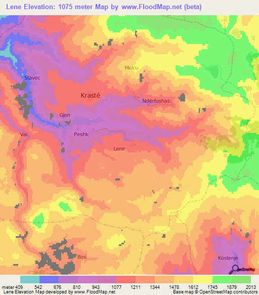 Lene,Albania Elevation Map