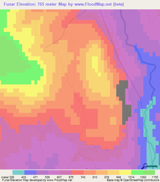 Funar,Albania Elevation Map