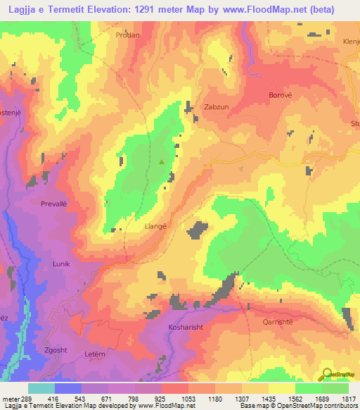 Lagjja e Termetit,Albania Elevation Map