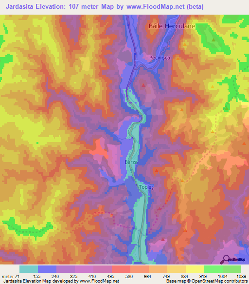 Jardasita,Romania Elevation Map