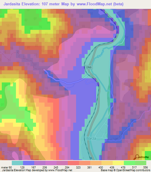 Jardasita,Romania Elevation Map