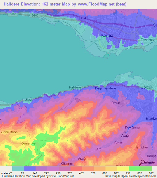 Halidere,Turkey Elevation Map