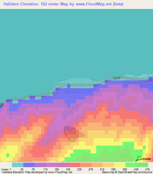 Halidere,Turkey Elevation Map