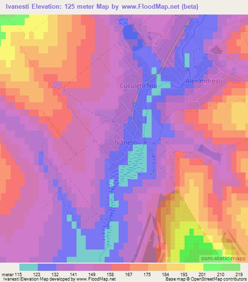 Ivanesti,Moldova Elevation Map