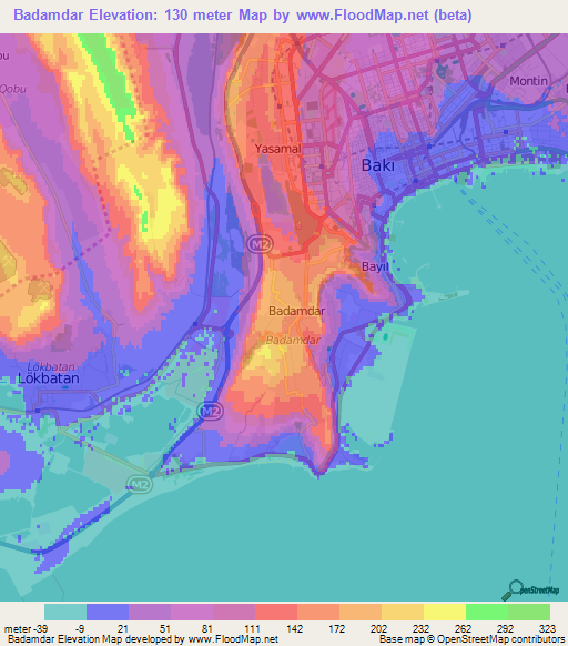 Badamdar,Azerbaijan Elevation Map