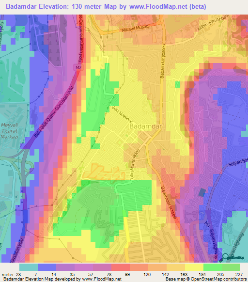 Badamdar,Azerbaijan Elevation Map