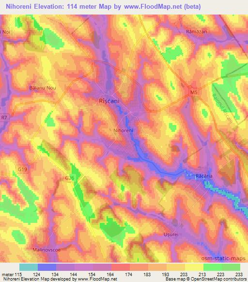 Nihoreni,Moldova Elevation Map