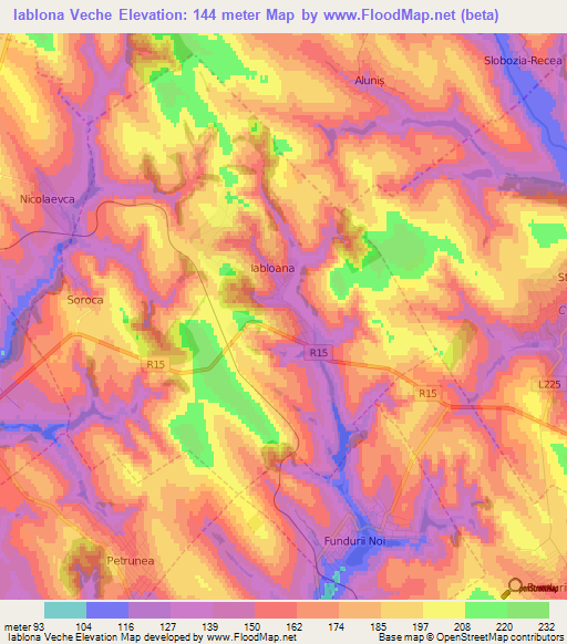 Iablona Veche,Moldova Elevation Map