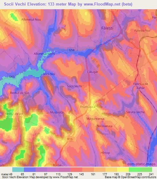 Socii Vechi,Moldova Elevation Map