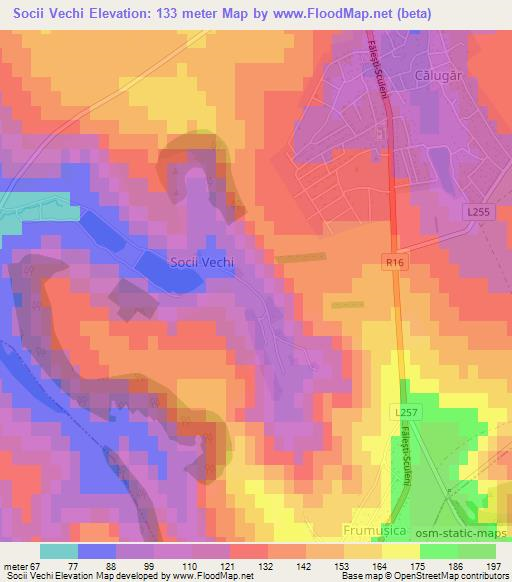 Socii Vechi,Moldova Elevation Map