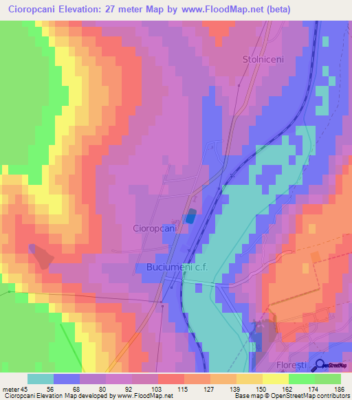 Cioropcani,Moldova Elevation Map