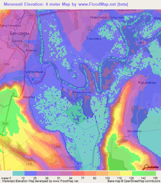 Merenesti,Moldova Elevation Map