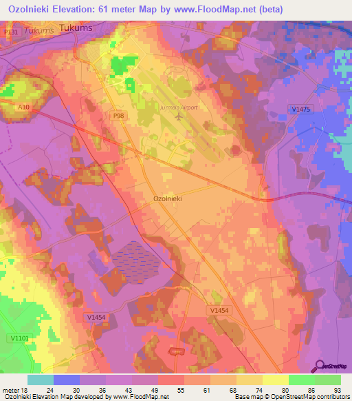 Ozolnieki,Latvia Elevation Map