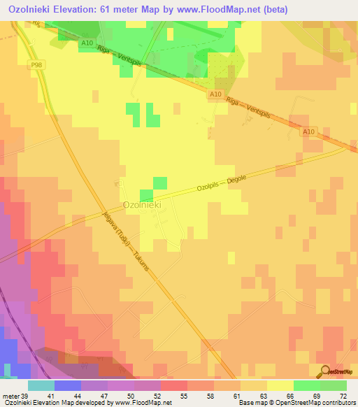 Ozolnieki,Latvia Elevation Map