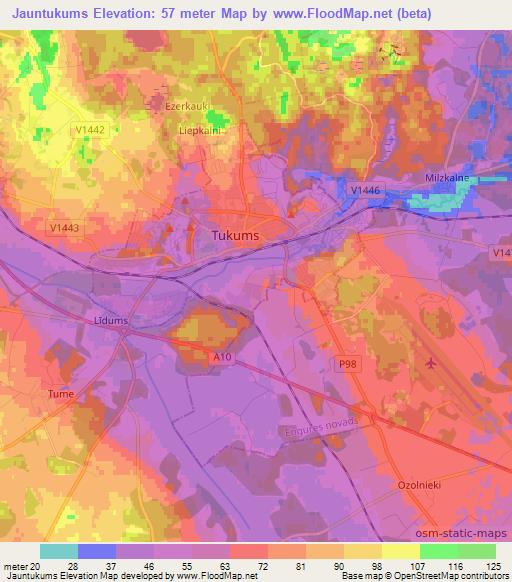 Jauntukums,Latvia Elevation Map